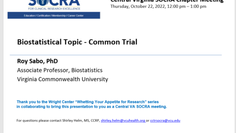 Thumbnail for entry Biostatistical Topic - Common Trial Designs