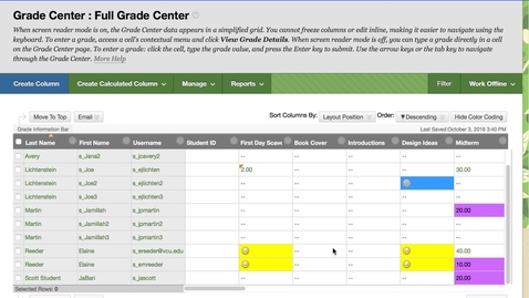 Thumbnail for Managing Columns in Grade Center