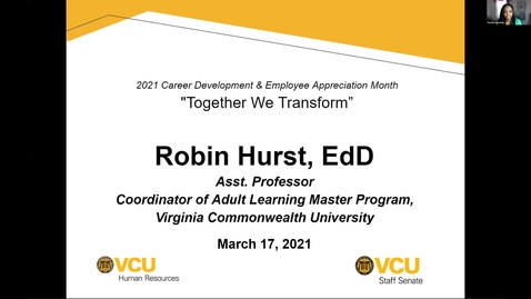 Thumbnail for entry Overview of Masters in Adult Learning Program - Robin Hurst - 3.17.2021