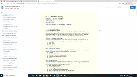 Thumbnail for BIOL 101/201 Syllabus Video - Summer 2021