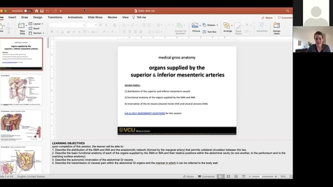 Thumbnail for entry 210310 - M1 - 8am - GI - Anatomy Lecture: Superior/Inferior Mesenteric Visc Organs - McGinn Greer