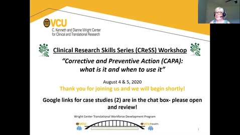 Thumbnail for CReSS Workshop:  Corrective and Preventive Action (CAPA):  What is it and when to use it?