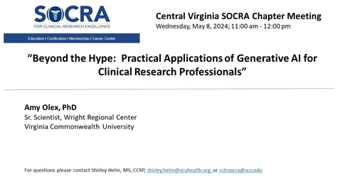 Thumbnail for Beyond the Hype:  Practical Applications of Generative AI for Clinical Research Professionals