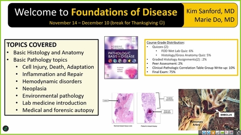 Thumbnail for 241114  - M1 - FOD - 8am - Course Introduction + Cell Basics and Tissues -  Bigbee