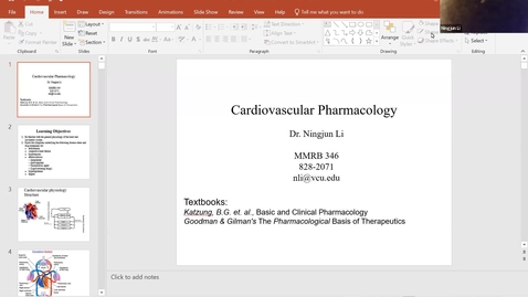 Thumbnail for PHTX 400 Lecture 19 S2023 Li_CV Pharmacology