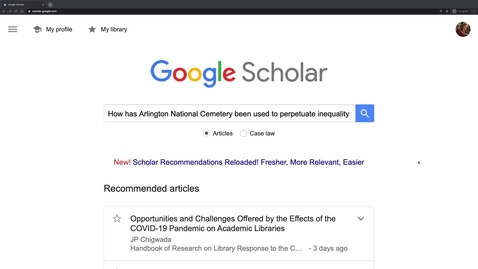 Thumbnail for entry Google Scholar: developing a search strategy
