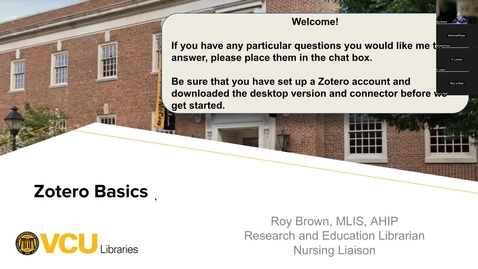 Thumbnail for entry Zotero Basics - Roy Brown - February 3, 2023