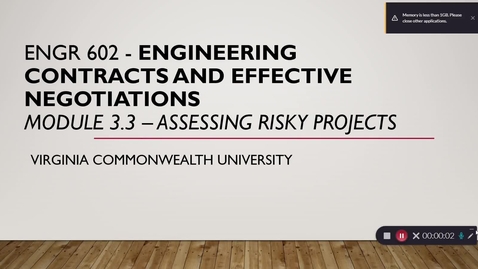Thumbnail for Engineering Contracts and Effective Negotiations Module 3.3 (Part 1)