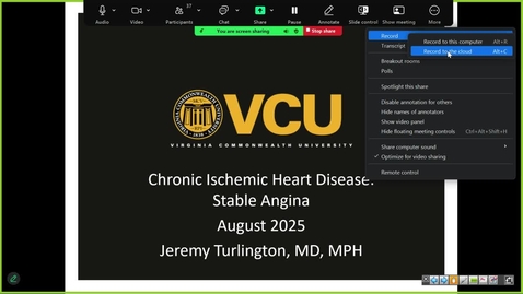 Thumbnail for 250812 - M2 - CARD - 10am - Chronic ischemic heart disease: Stable angina + Anti-ischemic &amp; Anti-Platelet Pharmacology - Turlington + Rao