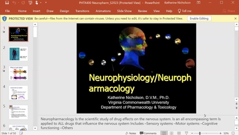 Thumbnail for entry PHTX 400 S2023 Lecture 9 Nicholson - Neuropharm Overview