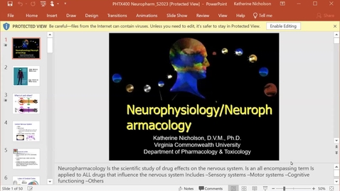 Thumbnail for PHTX 400 S2023 Lecture 9 Nicholson - Neuropharm Overview