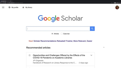 Thumbnail for Google Scholar: intro and set-up