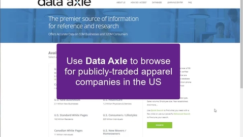 Thumbnail for entry Data Axle: Browse US public apparel companies