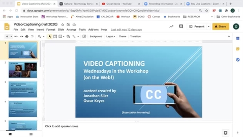 Thumbnail for Video Captioning (Zoom, Kaltura and YouTube)