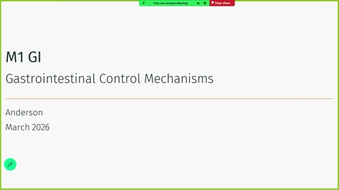 Thumbnail for 260303 - 8AM - M1 - GI - Physiology: Enteric NS and Hormones - Anderson