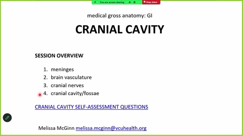 Thumbnail for 260302 - M1 - 8AM - GI - Anatomy Lecture: Cranial Cavity