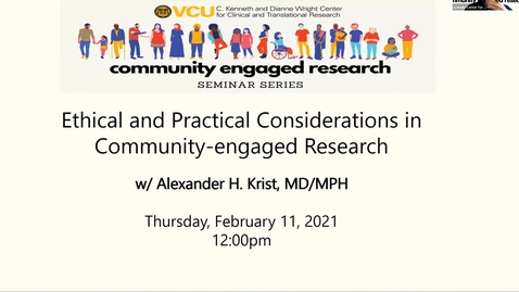 Thumbnail for entry Ethical and Practical Consideration in Community-engaged Research