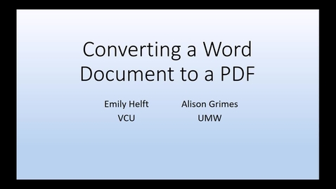 Thumbnail for Converting from Word to PDF