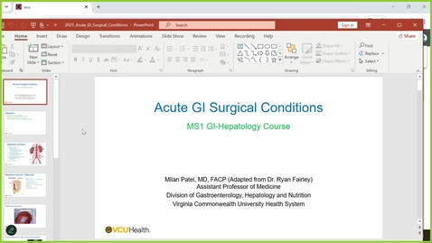 Thumbnail for 250321  - M1 - GI - 11am - Acute &amp; Chronic Surgical Diseases - Patel