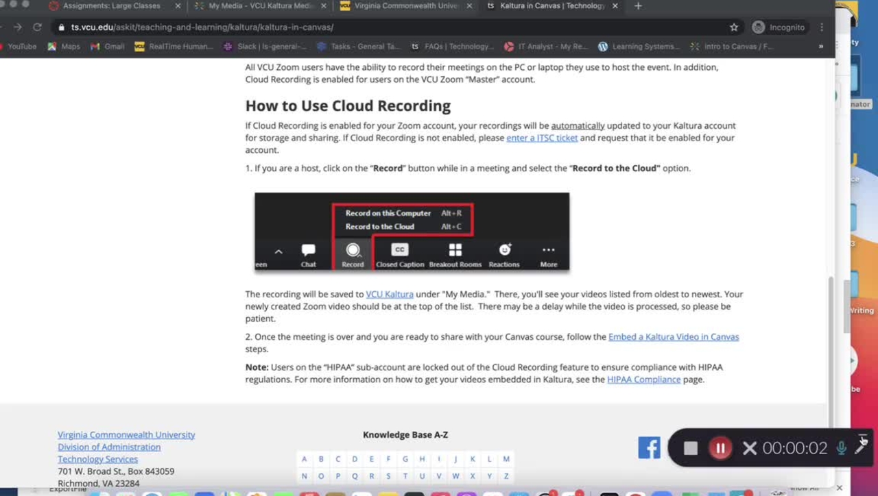 Zoom Recording to Kaltura to Canvas