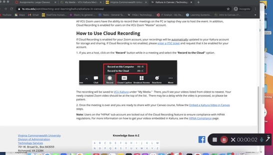 Zoom Recording to Kaltura to Canvas