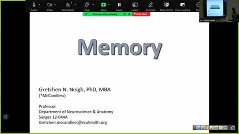 Thumbnail for 251112 - M2 - NRS - 8am - Memory + Cerebral Cortex &amp; Higher Cortical Function - Neigh + McGinn