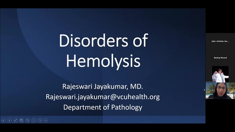 Thumbnail for 250107  - M1 - MARR - 1030am - Disorders of Hemolysis - Jayakumar