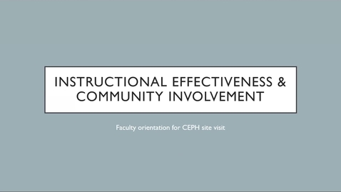 Thumbnail for entry Site Visit Orientation: Instructional Effectiveness