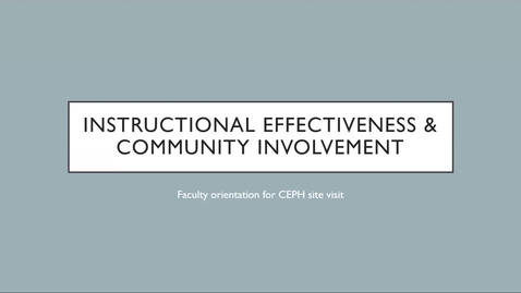 Thumbnail for Site Visit Orientation: Instructional Effectiveness