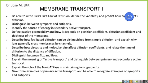 Thumbnail for 240904  - M1 - PHYS - 8am - Membrane Transport 1 + Membrane Transport 2: Osmosis - Eltit