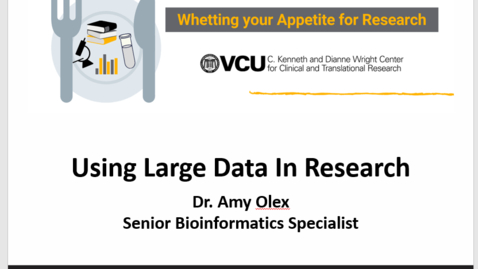 Thumbnail for entry Whetting Your Appetite For Research - Lunch Research Series - Using Large Data In Research