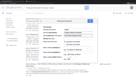 Thumbnail for Google Scholar: advanced search features