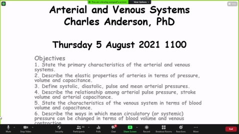 Thumbnail for entry 210805-M2-11am-CARD-Arterial and Venous Systems-Anderson