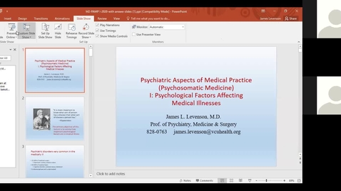 Thumbnail for entry 201214 - M2 - 10am - MBB - Psychiatric Aspects of Medical Practice - Levenson