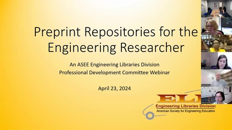 Thumbnail for entry Preprint Repositories for the Engineering Researcher