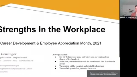 Thumbnail for entry Strengths in the Workplace - Leslee Gensinger - 3.2.21
