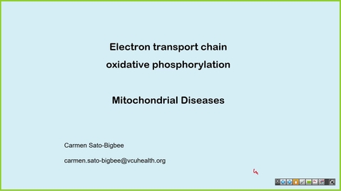 Thumbnail for 240807 - M1  - MBHD - 8am - Electron Transport/Oxidative Phosphorylation Mitochondrial diseases - Sato-Bigbee