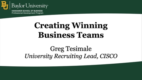 Thumbnail for entry Creating Winning Business Teams - Greg Tesimale