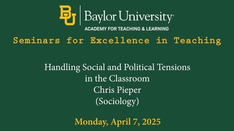 Thumbnail for SET Fall 2025-Handling Social and Political Tensions in the Classroom