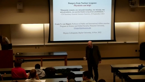 Thumbnail for November 16, 2022. Dr. Frank von Hippel, Princeton University.