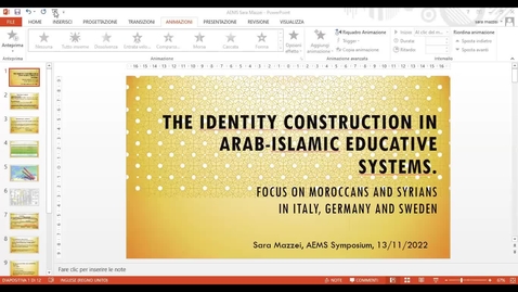 Thumbnail for 09. Sara Mazzei: The Identity Constructions in Arab-Islamic Educative Systems. Focus on Moroccans and Syrians In Italy, Germany, and Sweden