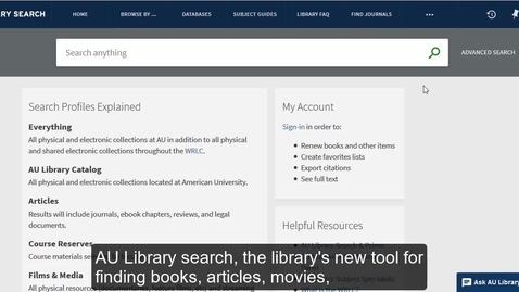 Thumbnail for How to Use AU Library Search: Quick Overview