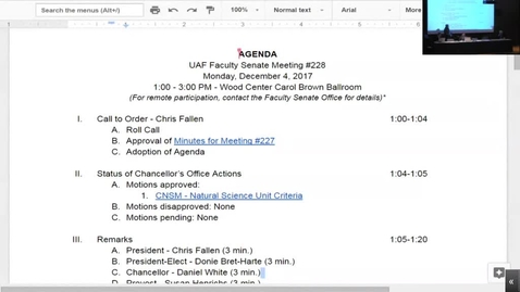 Thumbnail for entry Faculty Senate Meeting #228 12-04-2017
