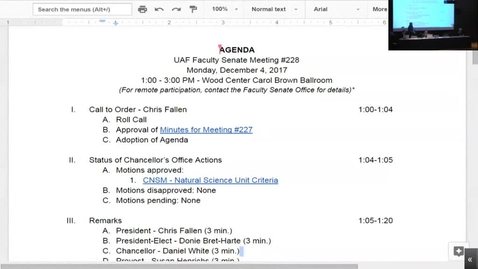 Thumbnail for Faculty Senate Meeting #228 12-04-2017
