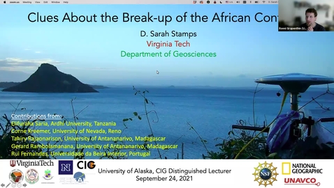 Thumbnail for entry Geoscience Department Seminar, 2021-09-24 - Sarah Stamps: Clues About the Break-up of the African Continent