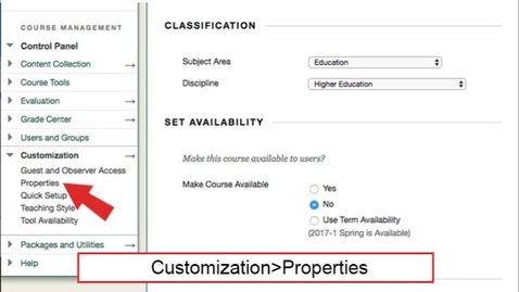 Thumbnail for Blackboard Course Availability