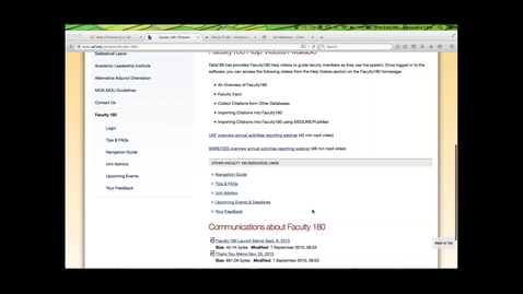 Thumbnail for 09-08-2015 UAF training webinar on Faculty180