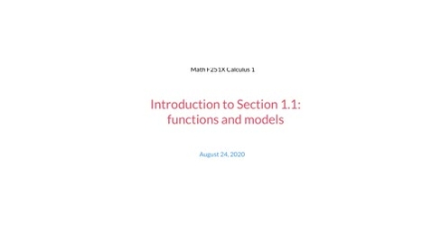 Thumbnail for Review: Functions and Models