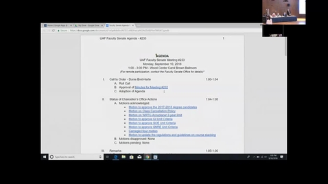 Thumbnail for Faculty Senate Meeting #233 09-10-2018