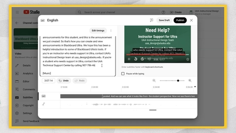 Thumbnail for Accessibility @ UAA: Editing Captions on YouTube
